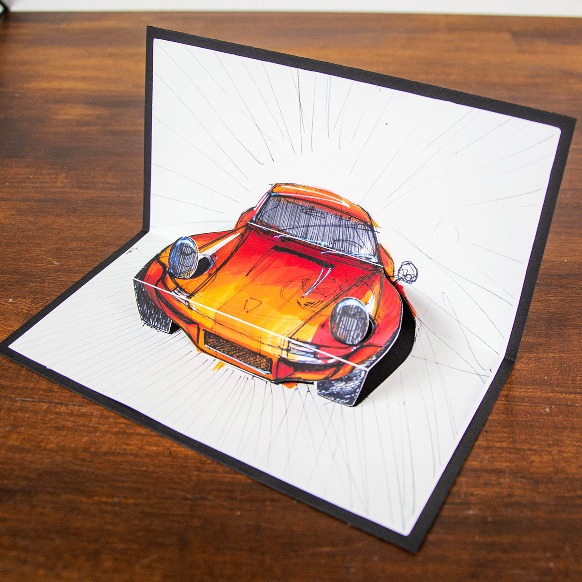 Porsche 911 F RSR pop up card angle 4
