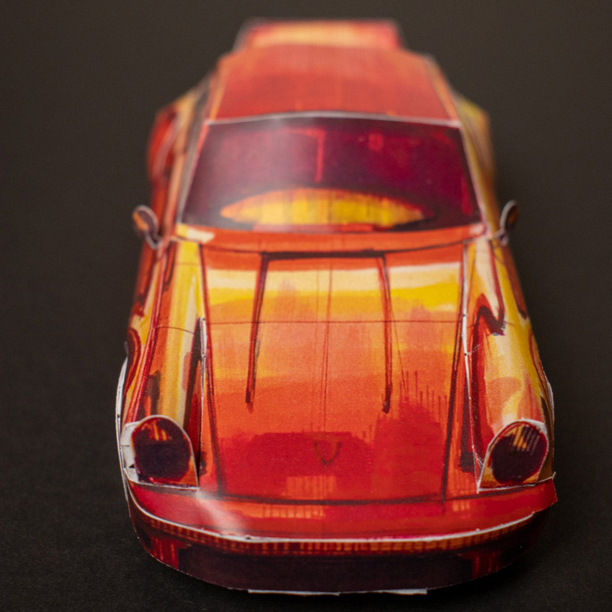 Ducktail 3D Sketch Papercraft Car Sculpture - Front View