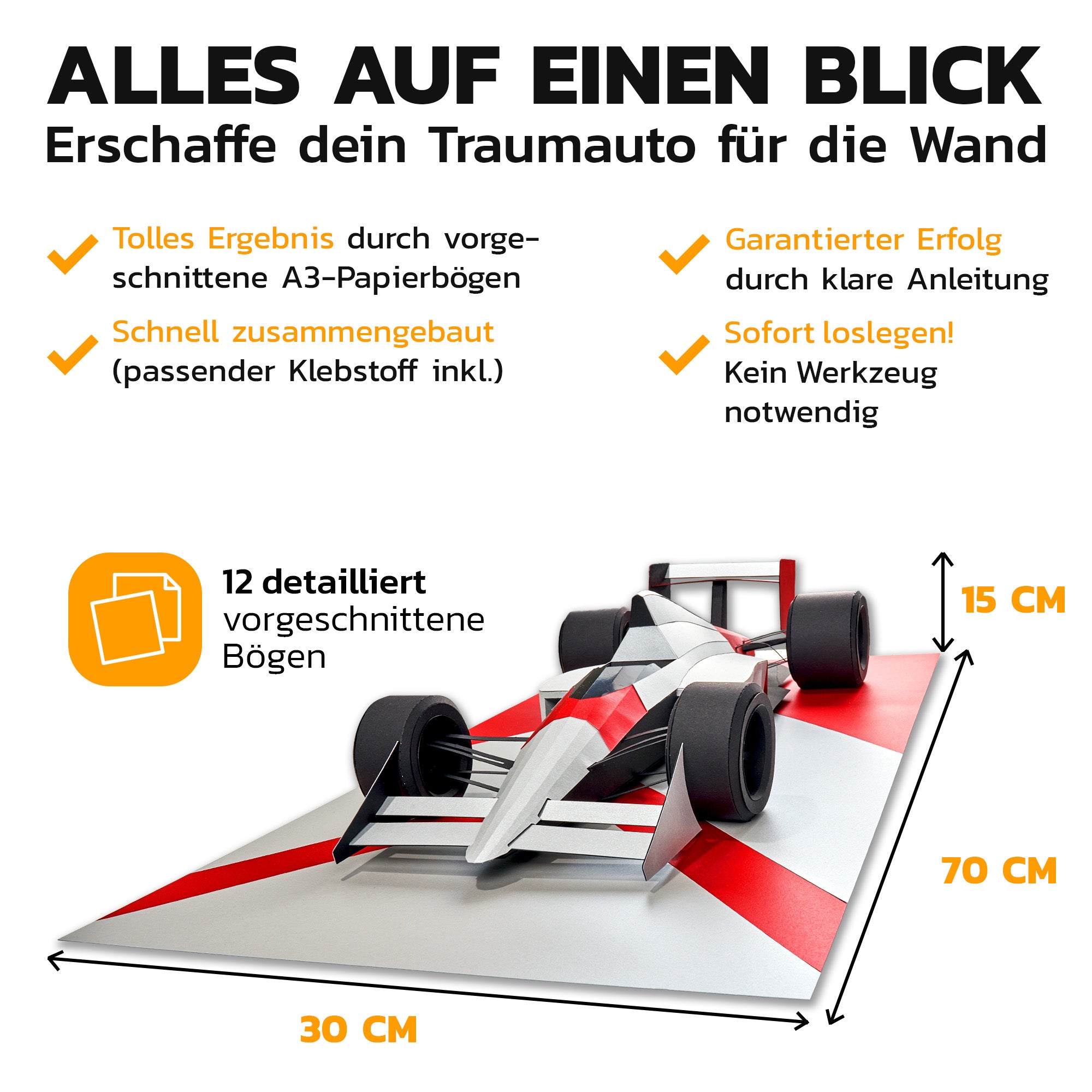 Formel 1 Legende - Papierbausatz - Wandskulptur 70 cm