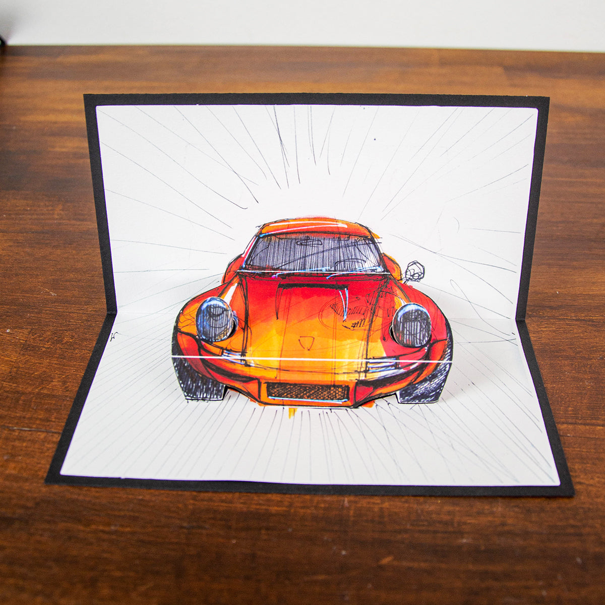 Porsche 911 F RSR pop up card angle 3