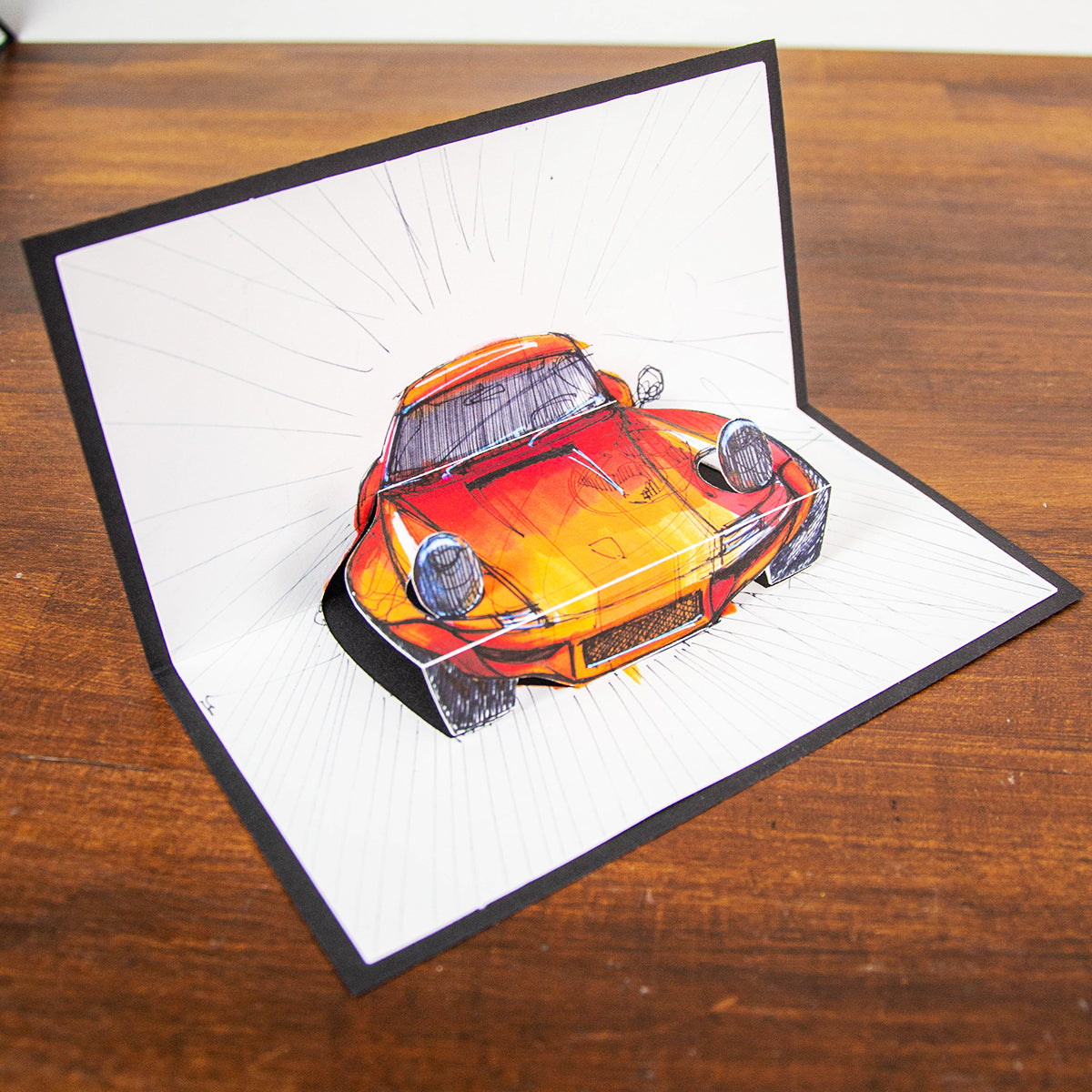 Porsche 911 F RSR pop up card angle 2