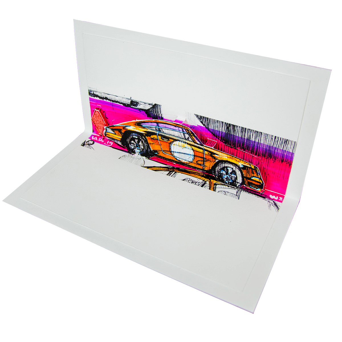 Porsche 911 ST pop-up card side view