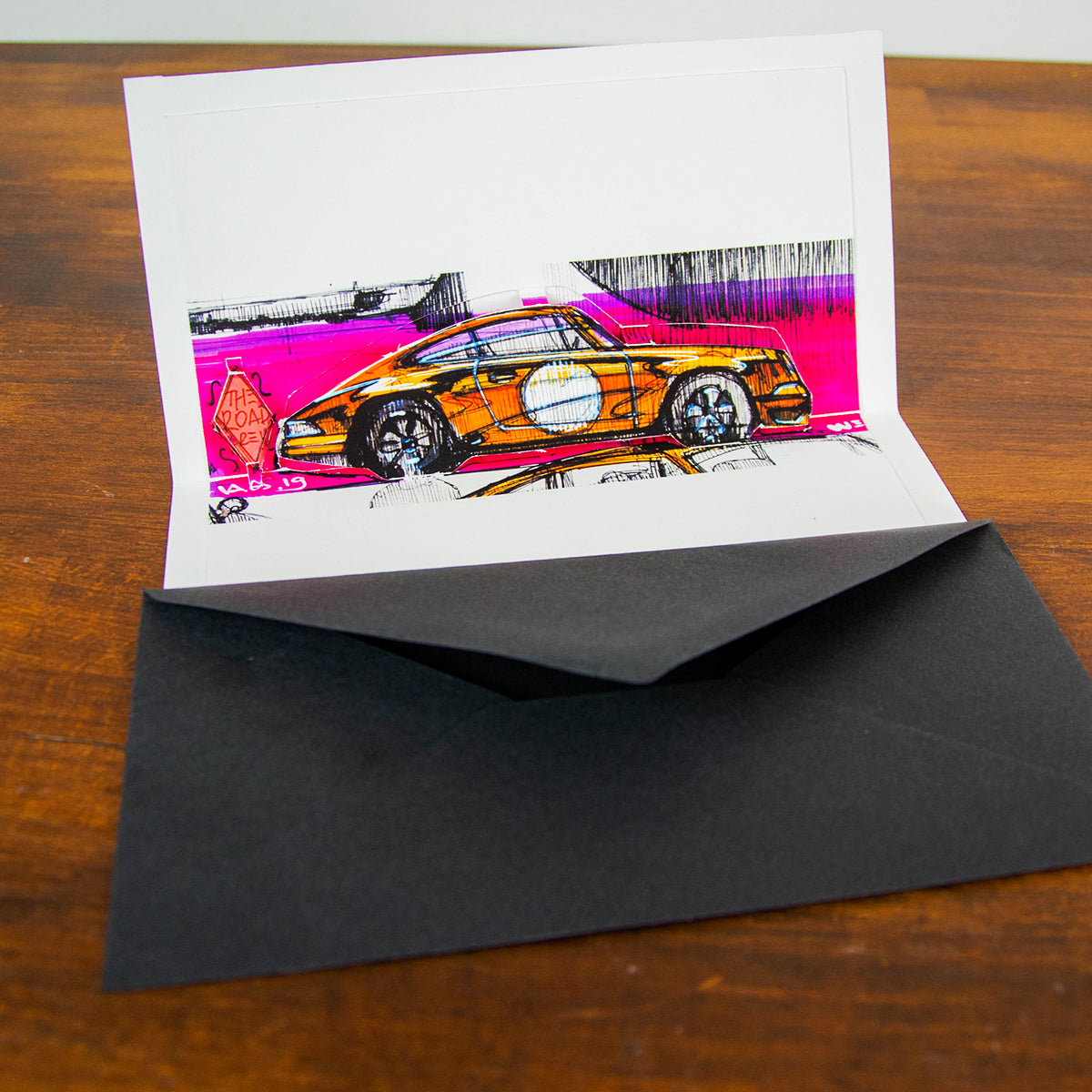 Porsche 911 ST pop-up card side view